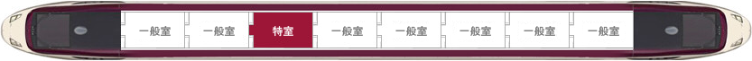 열차 특실은 왼쪽으로부터 3번째 위치하고 있으면 나머지는 모두 일반실. 열차칸은 총 8개.